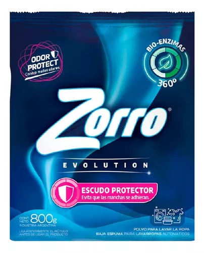 [Bebidas > Vinos Tintos y Blancos] Jabón Polvo ZORRO Evolution 800gr (unidad)